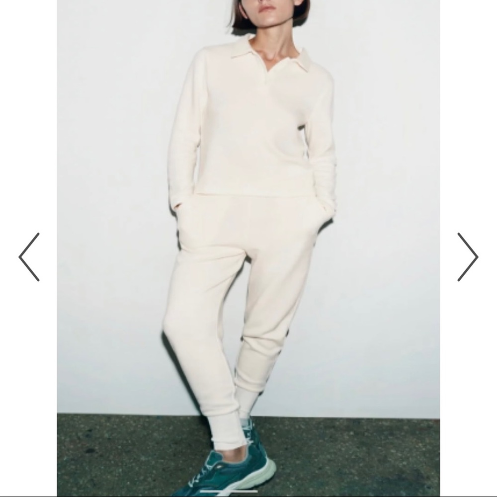 Zara Matching set (sweat pants and polo style long sleeve)